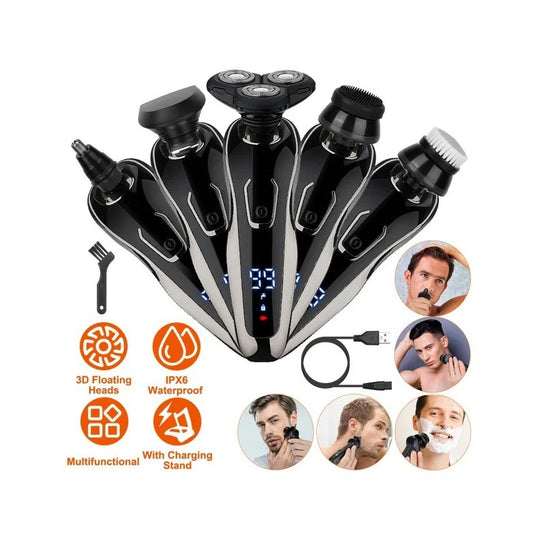 US Local 5 In 1 Electric Razor Shaver Rechargeable Cordless Head Beard Trimmer Shaver Kit IPX6 Waterproof Dry Wet Grooming Kit