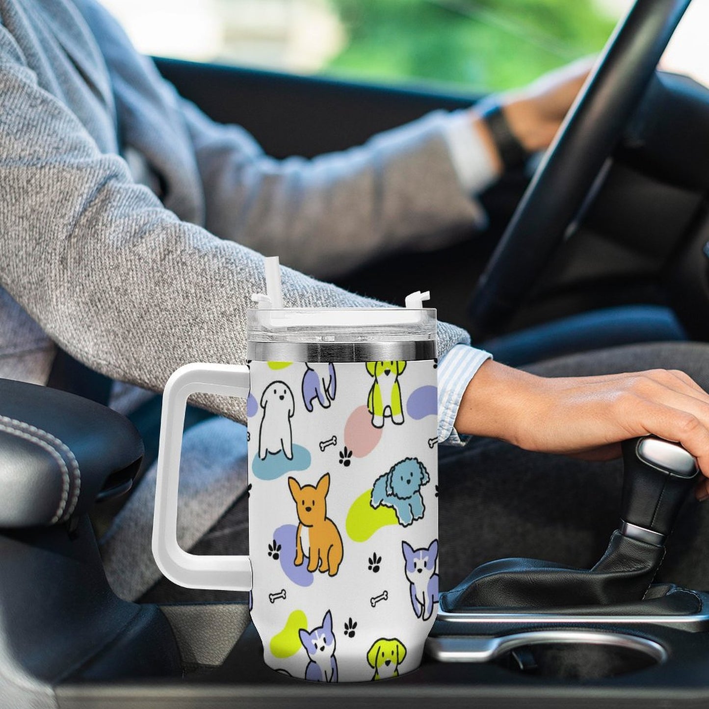 PHDT00350 POD US Local Tumbler 40 oz Large Capacity Car Cup Cute Dog