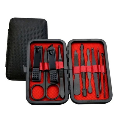 US Local 10-Piece Black Nail Clippers Kit With Travel Case
