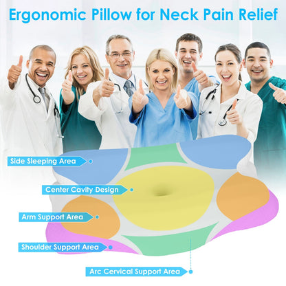 US Local 1 Pc Orthopedic Memory Foam Pillow With Cooling Case Neck Support Pillow With Machine Washable Case For Side Back Stomach Sleepers