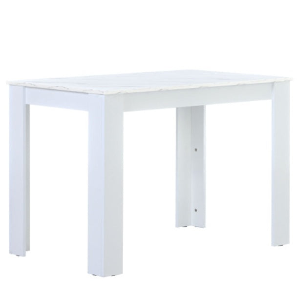 UK Local Dining Table With 2 Benches Dining Table Set For Kitchen, Dining Room, Small Space Artificial Marble White