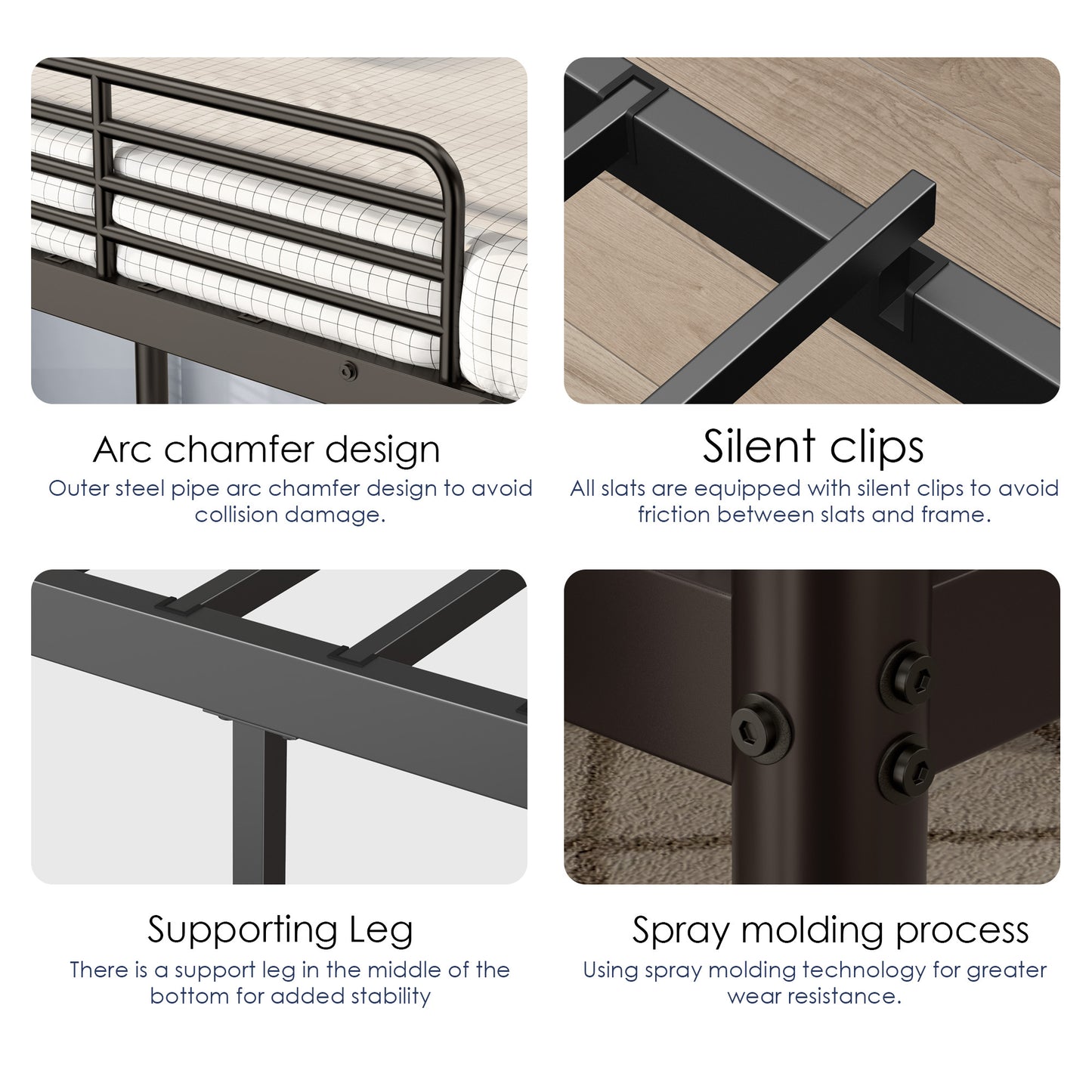 US Local Loft Bunk Bed Twin Over Twin Size With Ladder And Guardrail,Heavy Duty Metal Slats Support No Box Spring Needed Small Space Saving Furniture For Bedroom Dorm,Black