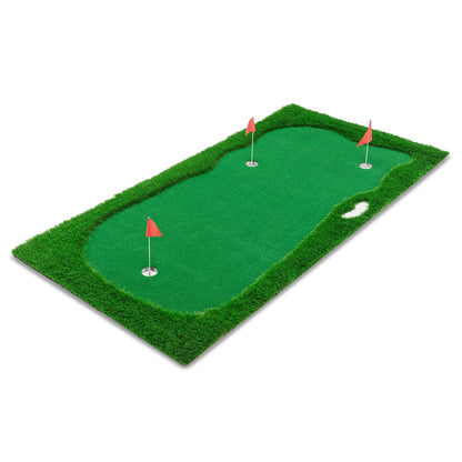 US Local 10x5 FT Golf Putting Green, Golf Training Mat With High-quality Turf, 3 Holes, 3 Flags And Cups For Indoor Outdoor
