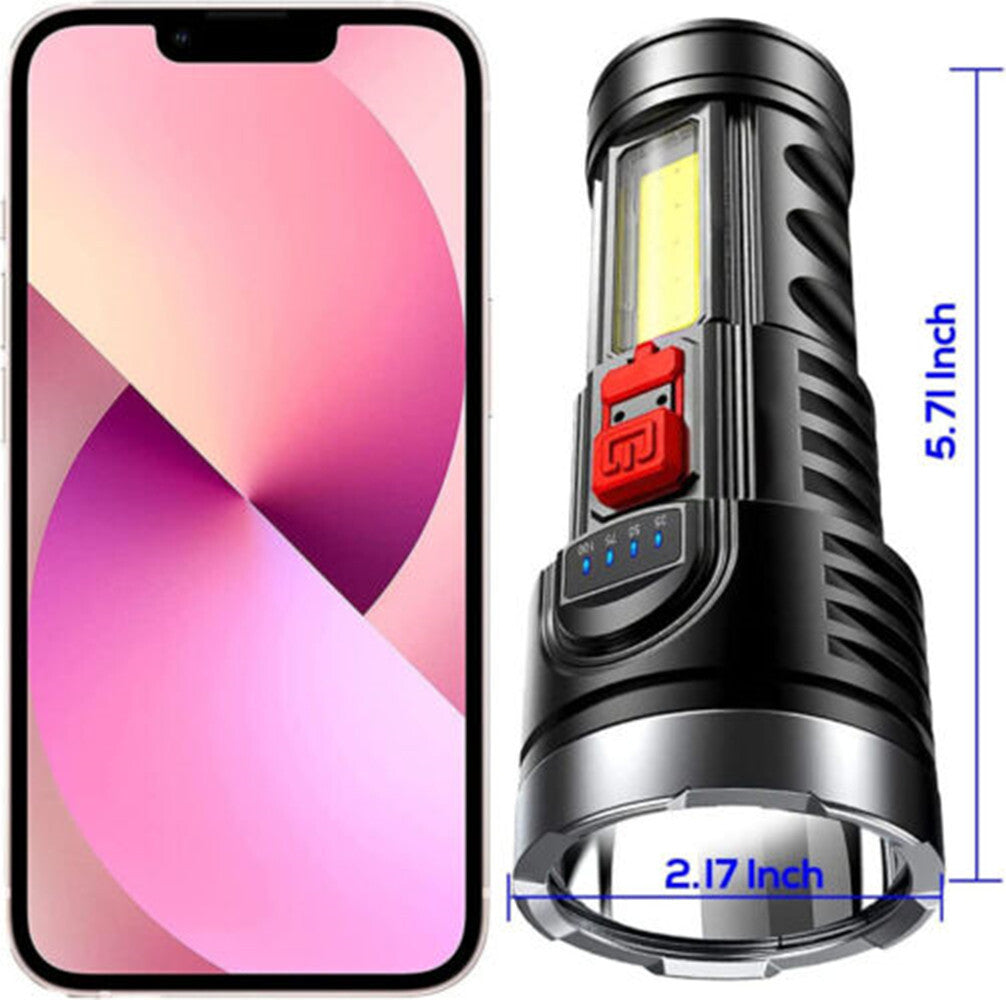 US Local LED Flashlight Torch Rechargeable Work Light Built-in Battery