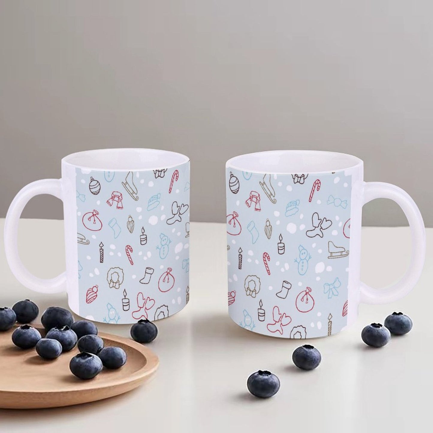 POD US Local White mug with full print, Christmas Blue 0048