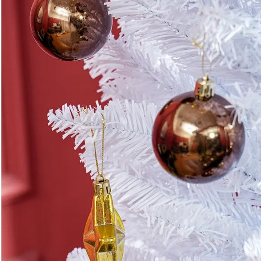 US Local HOMCOM 8' Artificial Pencil Christmas Tree, Slim Xmas Tree With 618 Realistic Branch Tips And Plastic Stand, White