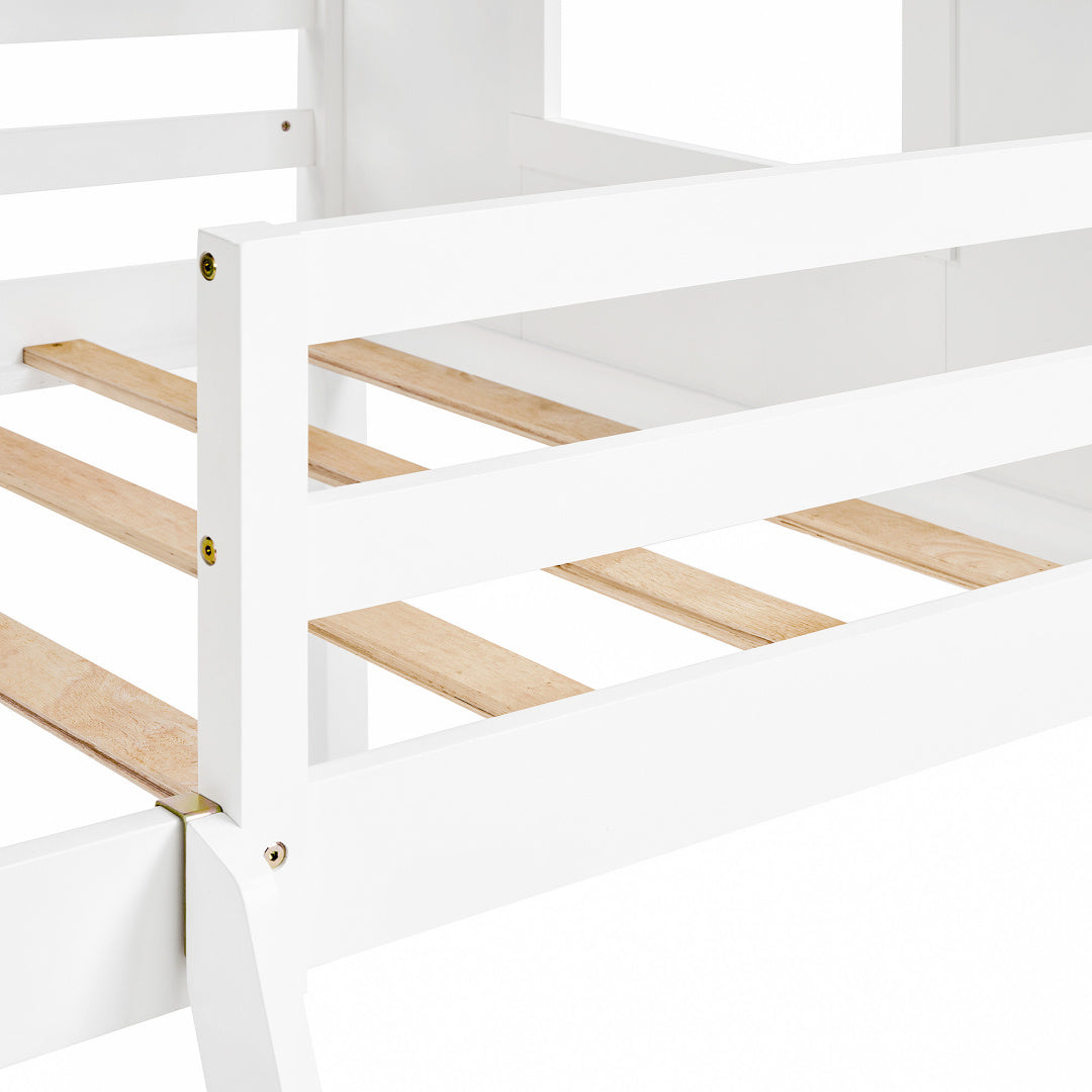 US Local Wooden Toddler Floor Bed With Window, Detachable Roof, 2-Step Ladder & Safety Guardrail, Montessori Kids Loft Bed---A-B Combo Sale, Please Do Not Purchase Individually