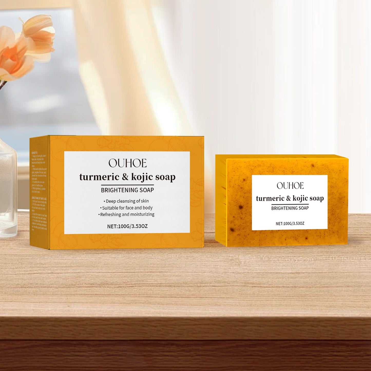 US Local Lemon Turmeric Brightening Soap Gently Cleanses The Skin, Moisturizes, Hydrates And Replenishes Water. It Is A Facial And Body Care Soap