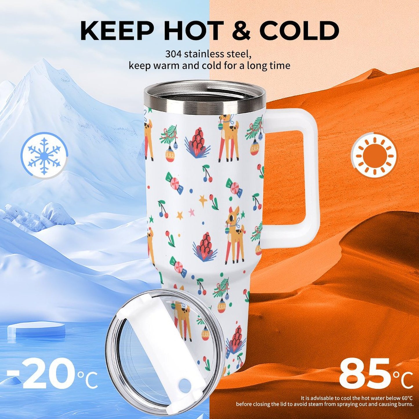 POD US Local 40oz Large Capacity Car Cup Christmas Deer