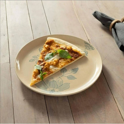 US Local Rice White Circular Ceramic Printed Dining Plate