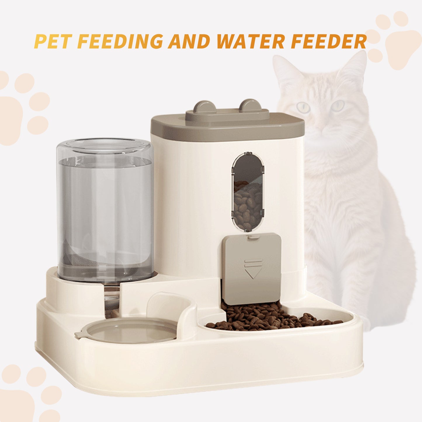 US Local Fully Automatic 2in1 Cat Food Dispenser - Integrated Water And Food Feeding System - Cute Water Dispenser