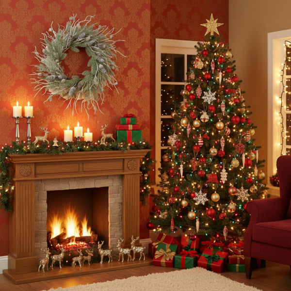 US Local Christmas Pine Wreath Pinecone & Greenery Holiday Door Decoration Pre-Lit Or Natural Style For Festive Home Decor FBA Shipment