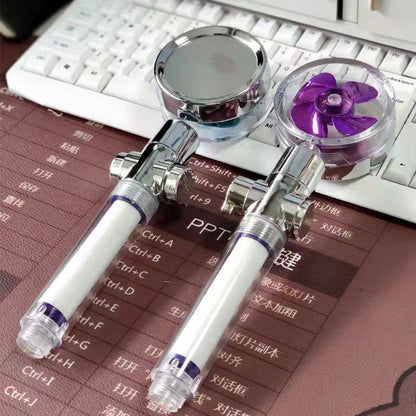 Turbo Propeller Shower Head Water Saving High Preassure Flow 360 Degrees With Fan Extension Showerhead Rainfall With Holder