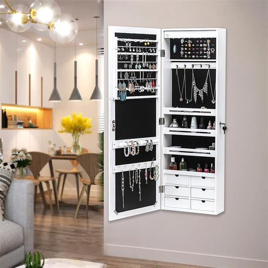 US Local Non Full Mirror Wooden Wall Mounted Jewelry Storage Mirror Cabinet