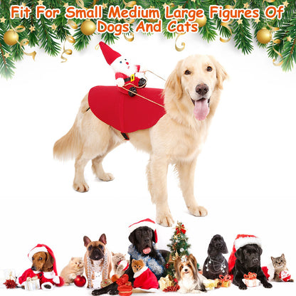 US Local S-M-L-XL Options -- 1Pc Pet Christmas Costumes Red Winter Coat For Dog Riding Santa Claus With Bell Clothes New Year Outfit Cosplay Costumes Party Dress Up For Cats