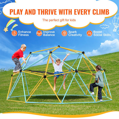 US Local Climbing Dome, For Kids 3 To 10 Years Old,10FT Geometric Dome Climber With Hammock And Swing, Jungle Gym Supports 750LBS And Easy Assembly, With Climbing Grip, Outdoor Backyard Play Equipment