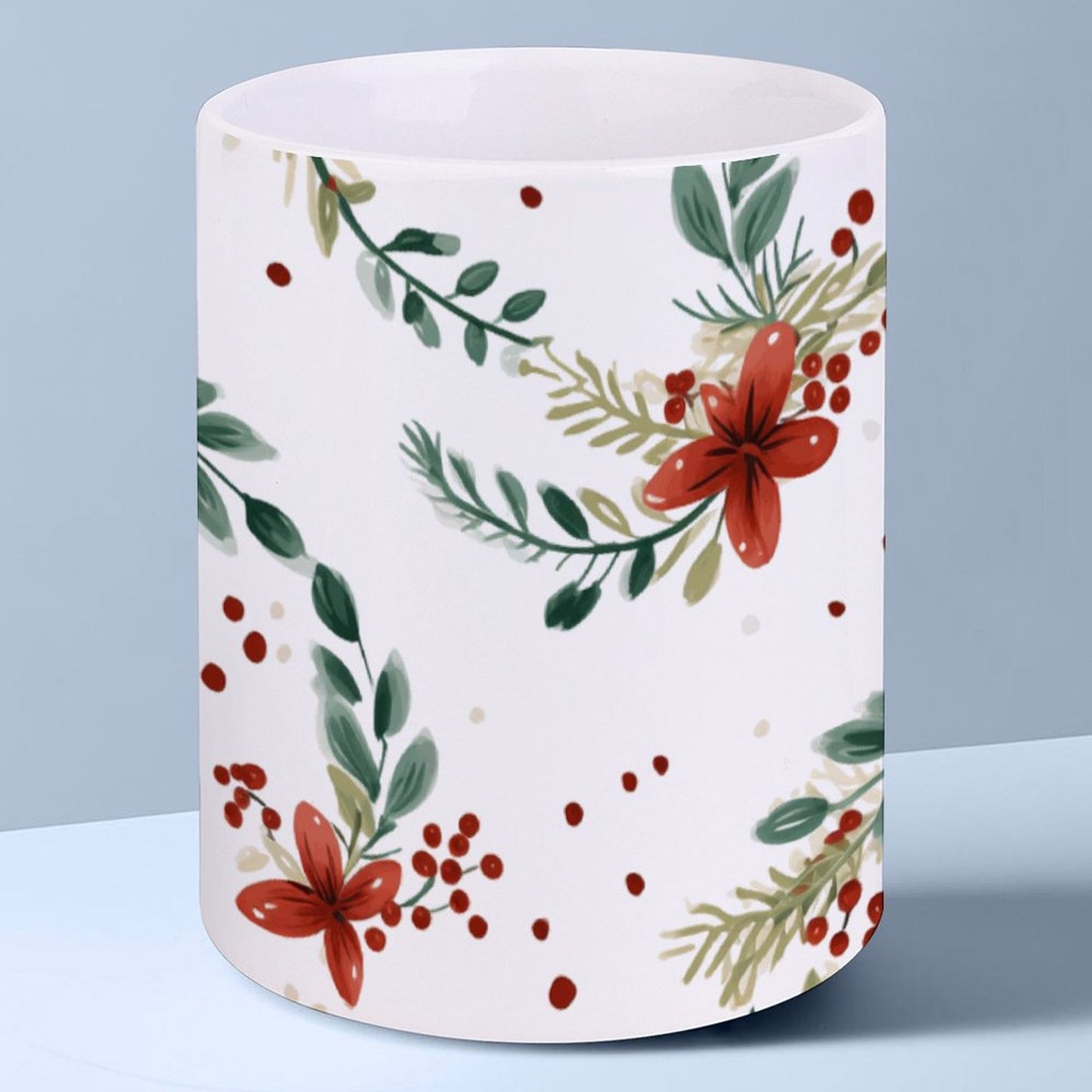 POD US Local White mug with full print, Christmas, Wreaths 0092