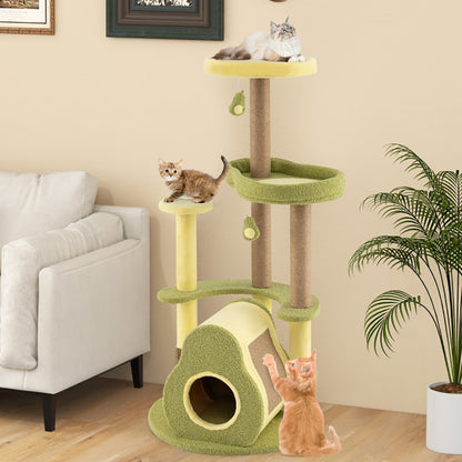 US Local Freestanding Multi-level Avocado Cat Tower With Private Condo