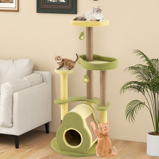 US Local Freestanding Multi-level Avocado Cat Tower With Private Condo