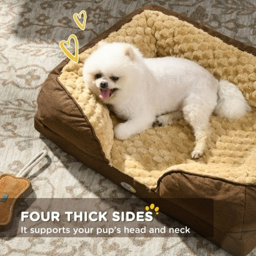 UK Local PawHut Calming Dog Bed Pet Mattress W  Removable Cover, Anti-Slip Bottom, For Small Dogs, 70L X 50W X 18Hcm - Brown
