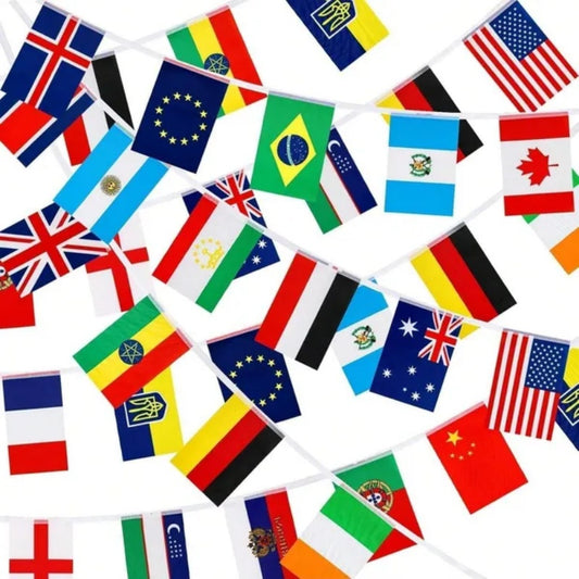 US Local Countries String Flag International Bunting Banners World Flag Banner Decoration For Festivals Sports Clubs Bars Celebrations Party Decorations Mother's Day Graduation