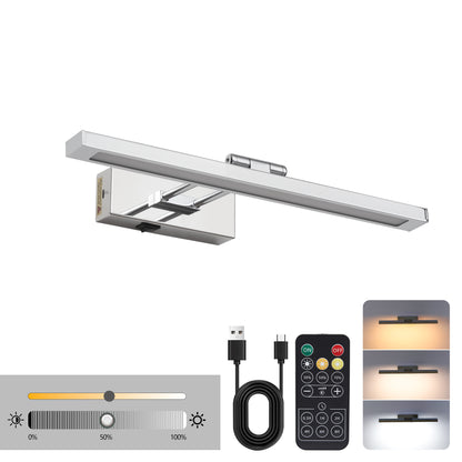 US Local Battery Picture Light, 16 Inch Wireless Picture Light For Painting With Remote,Full Metal Rechargeable Art Light,Wall Sconce Display Lighting For Portrait, Photo Frame,Gallery, -Chrome