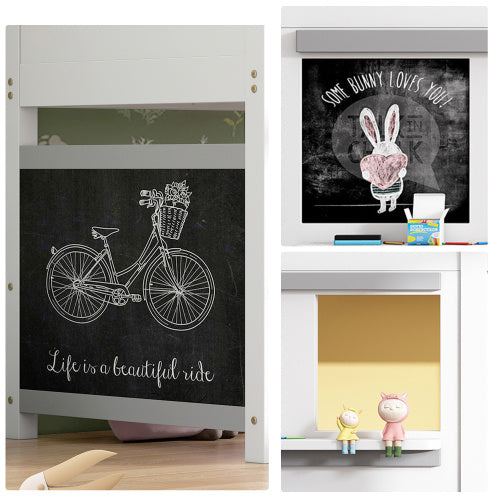 UK Local Household Bed, Children's Bed, Bunk Bed, With Two Boards, Anti-graffiti, With Small Shelf, 90x190cm, White