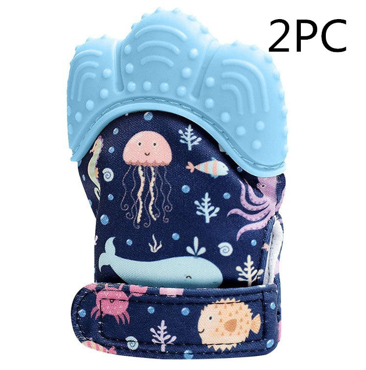 US Local Baby teether baby anti-bite silicone molar gloves children's sound toys