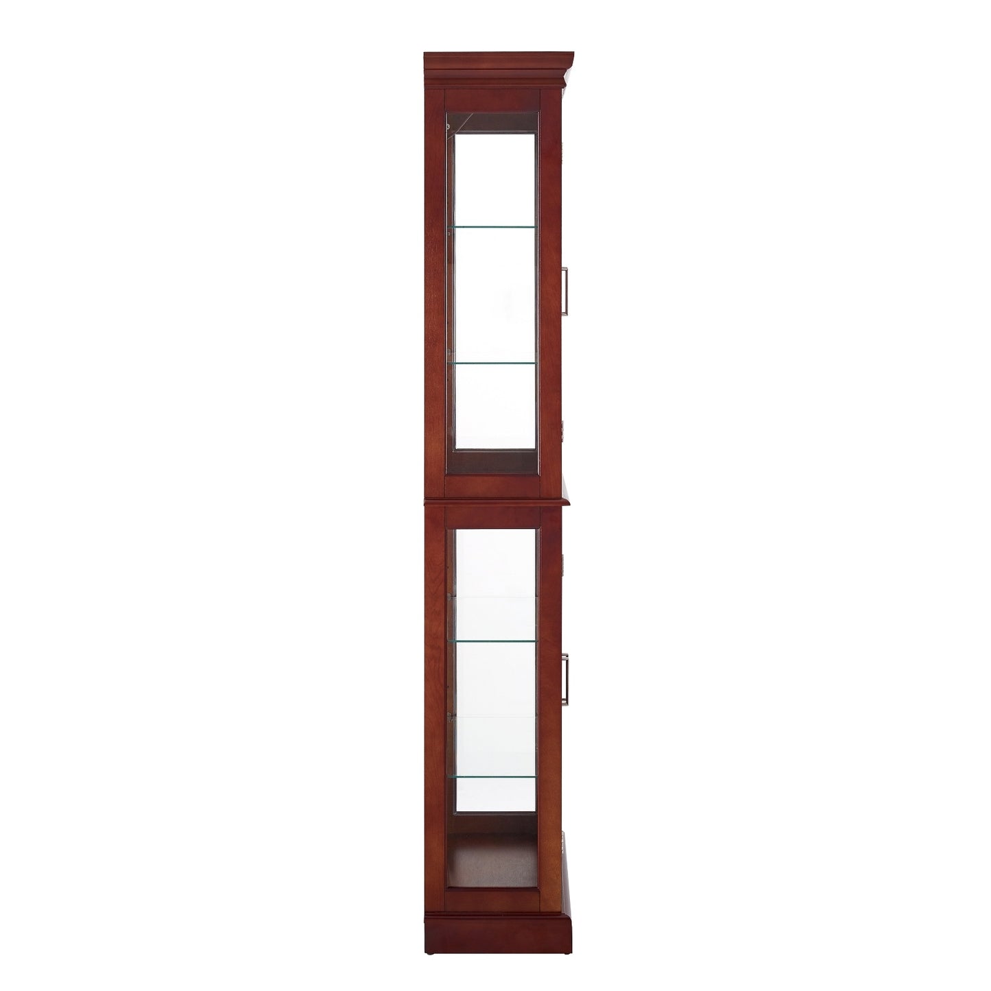 US Local Lighted Curio Display Cabinet With Adjustable Shelves & Mirrored Back Panel