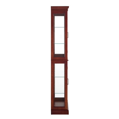 US Local Lighted Curio Display Cabinet With Adjustable Shelves & Mirrored Back Panel