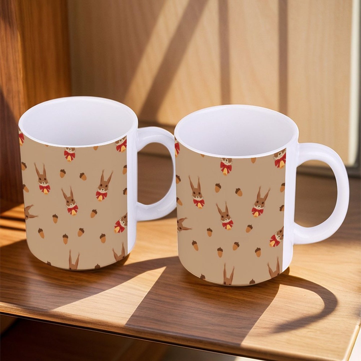 POD US Local White mug with full print, Christmas Squirrel Nuts 0015