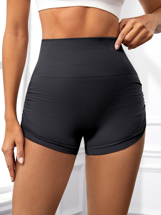 US Local 4 PCS Sexy Solid Color Women Fitness Sport Short High Waist Athletic Yoga Short Leg Cycling Comprehensive Training Jogging Squat Proof Summer Solid Color Women's Seamless Yoga Shorts