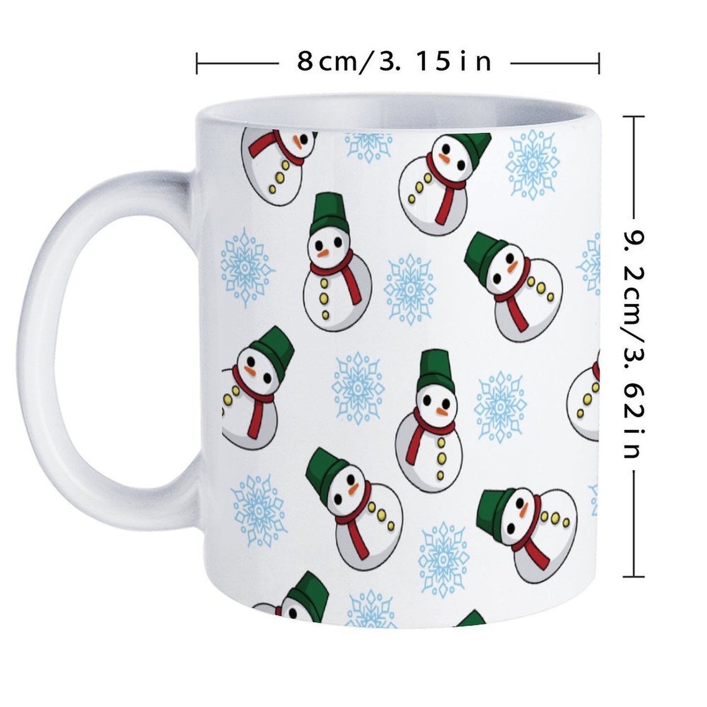 POD US Local White mug with full print, Christmas Snowman Snowflake 0065