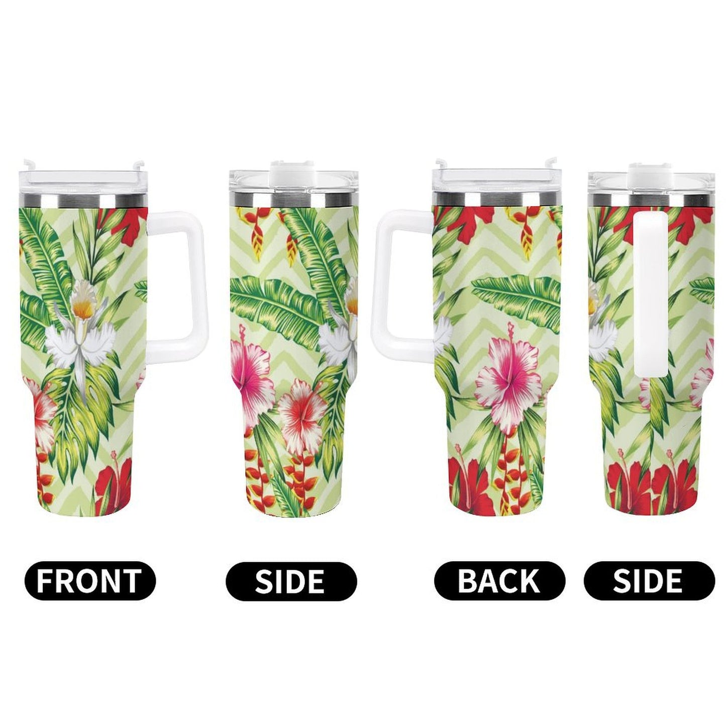 PHDT00459 POD US Local Tumbler 40 oz Large Capacity Car Cup Summer, Flowers, Green