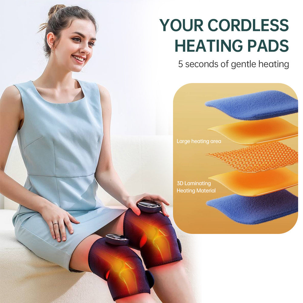 US Local YM-K16 Smart Knee Massager With Heat Therapy - 3 Vibration Modes & Portable Design For Pain Relief   Single Item
