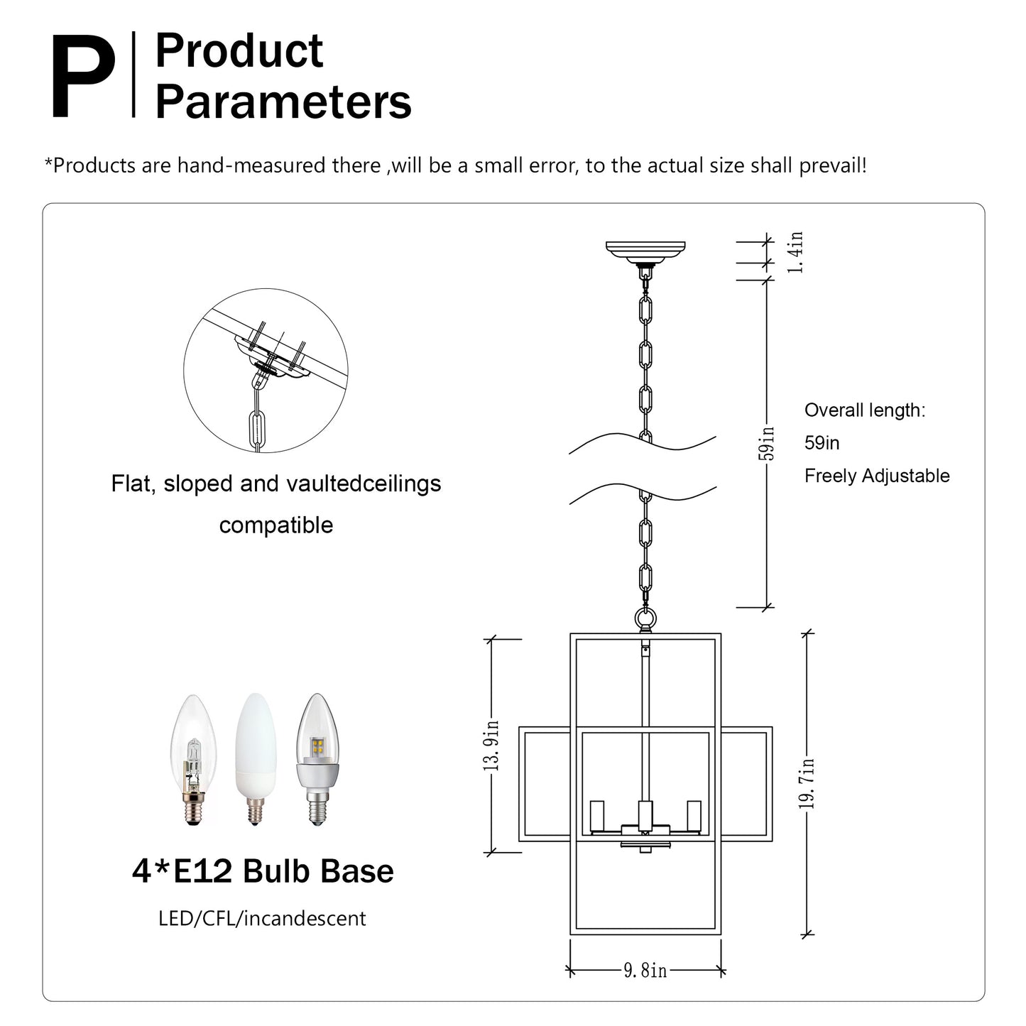 US Local 4-Light Metal Lantern Tiered Pendant Hanging Light Fixtures, Industrial Farmhouse Adjustable Height Chandeliers For Dining Room Hallway Foyer Entryway--Matte Black & Gold