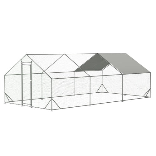US Local Large Metal Chicken Coop, Walk-in Chicken Run,Galvanized Wire Poultry Chicken Hen Pen Cage, Rabbits Duck Cages With Waterproof And Anti-Ultraviolet Cover For Outside10 L X 20W X 6.56H