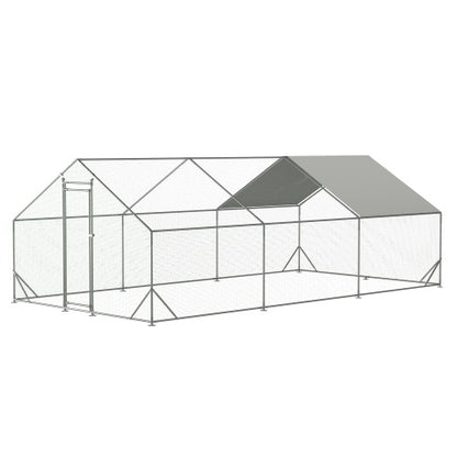 US Local Large Metal Chicken Coop, Walk-in Chicken Run,Galvanized Wire Poultry Chicken Hen Pen Cage, Rabbits Duck Cages With Waterproof And Anti-Ultraviolet Cover For Outside10 L X 20W X 6.56H