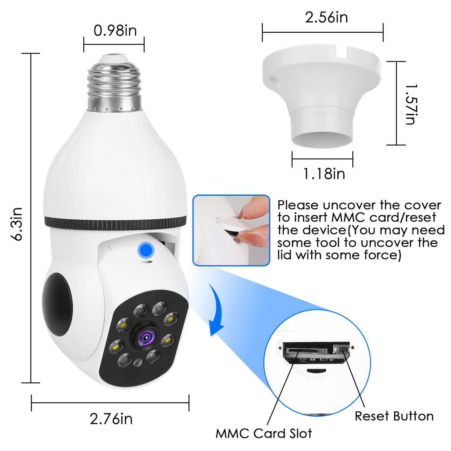 US Local 1 Pc E27 WiFi Bulb Camera 1080P FHD WiFi IP Pan Tilt Security Surveillance Camera With Two-Way Audio Full Color Night Vision Flood Light Motion Tracking Siren Function APP Control