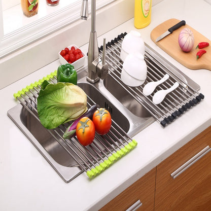 US Local Folding Kitchen Drain Sink Rack Stainless Steel