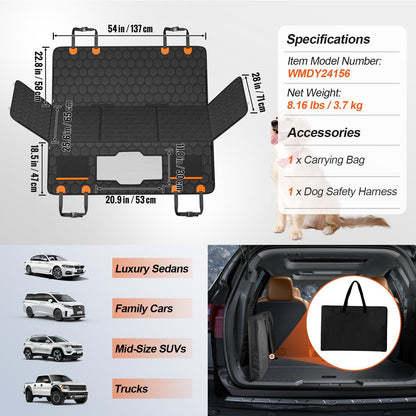 US Local VEVOR 54 X 25.6 In Dog Car Seat Cover For Back Seat Waterproof 600D For Cars