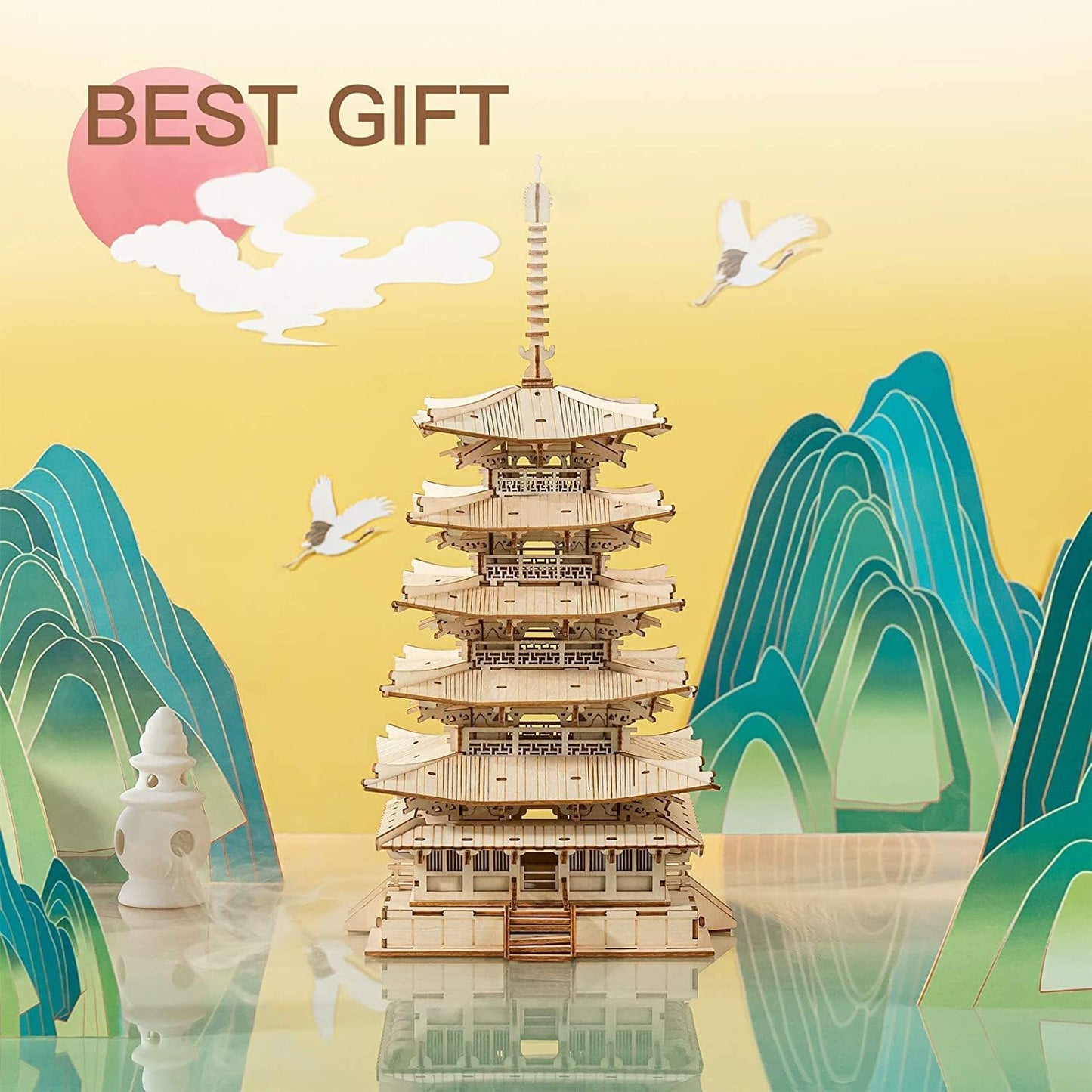 US Local Robotime Five-storied Pagoda 3D Wooden Puzzle Toys For Children Kids Birthday Gift TGN02