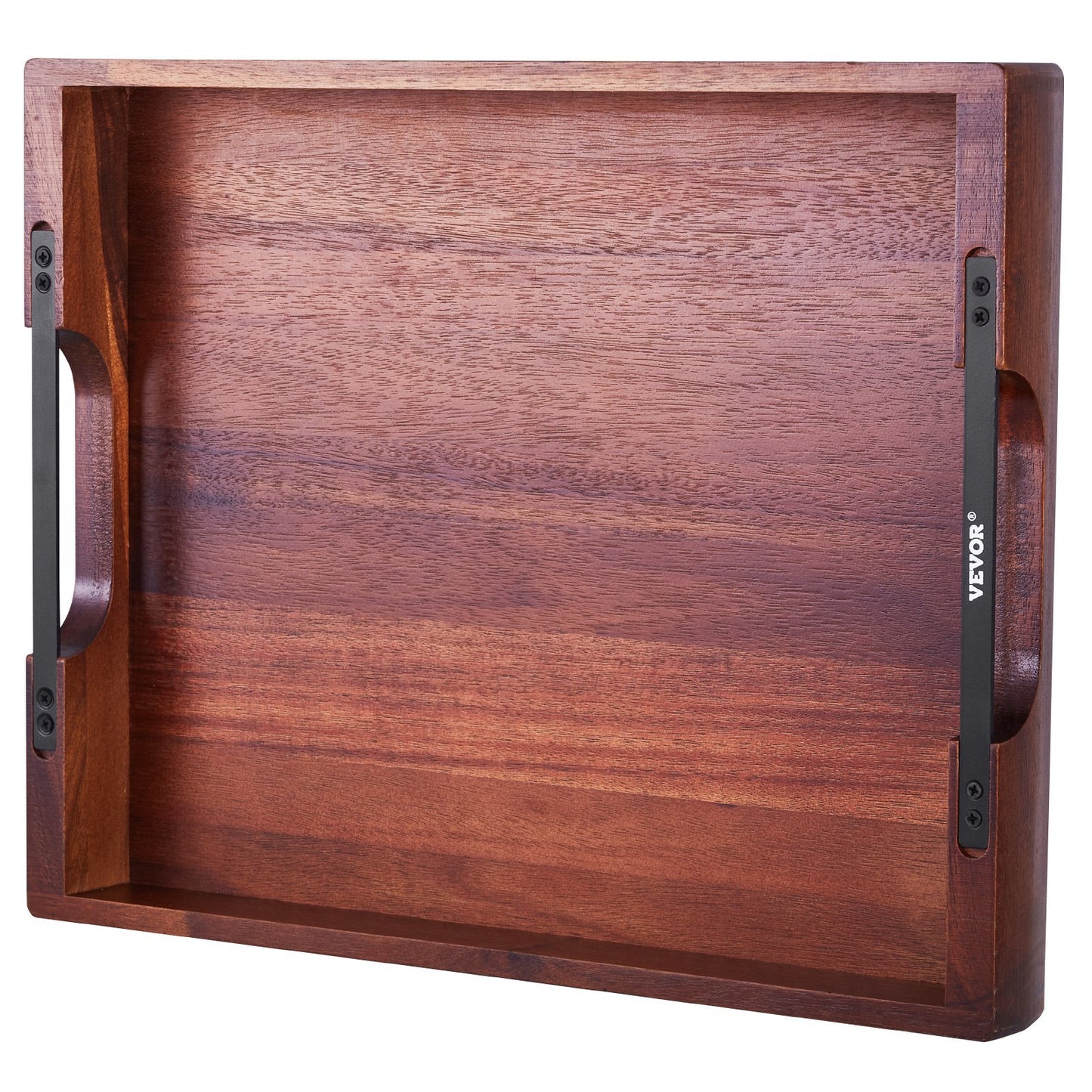 US Local Serving Tray 17x12.2 Inch Acacia Food Serving Table Laptop Desk With Handles