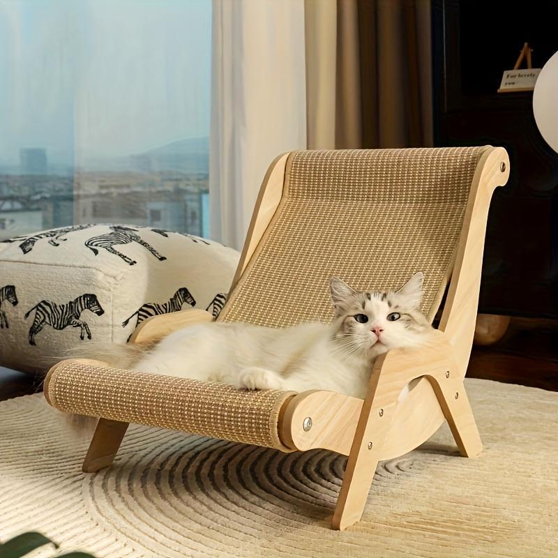 US Local 2-in-1 Cat Hammock And Scratching Post Durable Linen Rope Pet Rest Chair For All Seasons