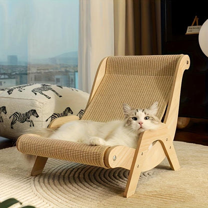 US Local 2-in-1 Cat Hammock And Scratching Post Durable Linen Rope Pet Rest Chair For All Seasons
