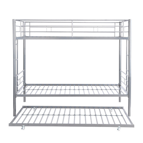 US Local METAL BUNK BED WITH TRUNDLE SILVER