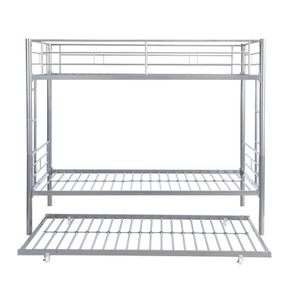 US Local METAL BUNK BED WITH TRUNDLE SILVER