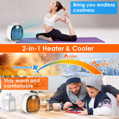 US Local 1Pc Portable Electric Heater Cooler 3 Gear PTC Ceramic Space Heater Overheating Tip Over Protection 3S Heating Space For 269 Sqft Home Office Use