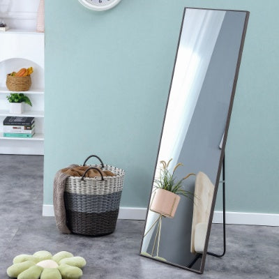 US Local 3rd Generation Gray Solid Wood Frame Full Length Mirror, Dressing Mirror, Bedroom Porch, Decorative Mirror, Clothing Store, Floor Mounted Large Mirror, Wall Mounted. 58 X15