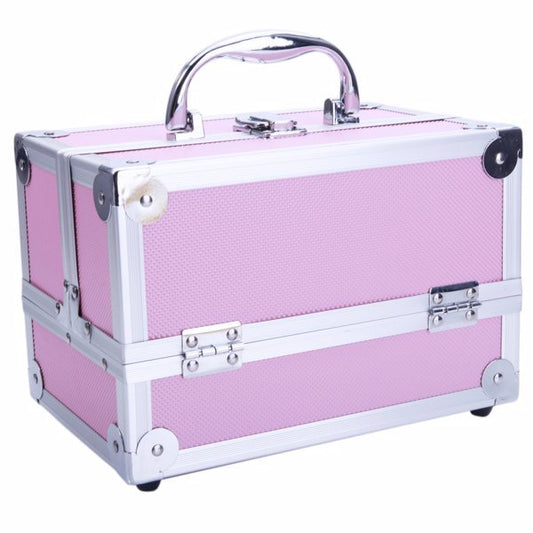 US Local Handheld Top Double Opening Aluminum Alloy Makeup Case With Mirror